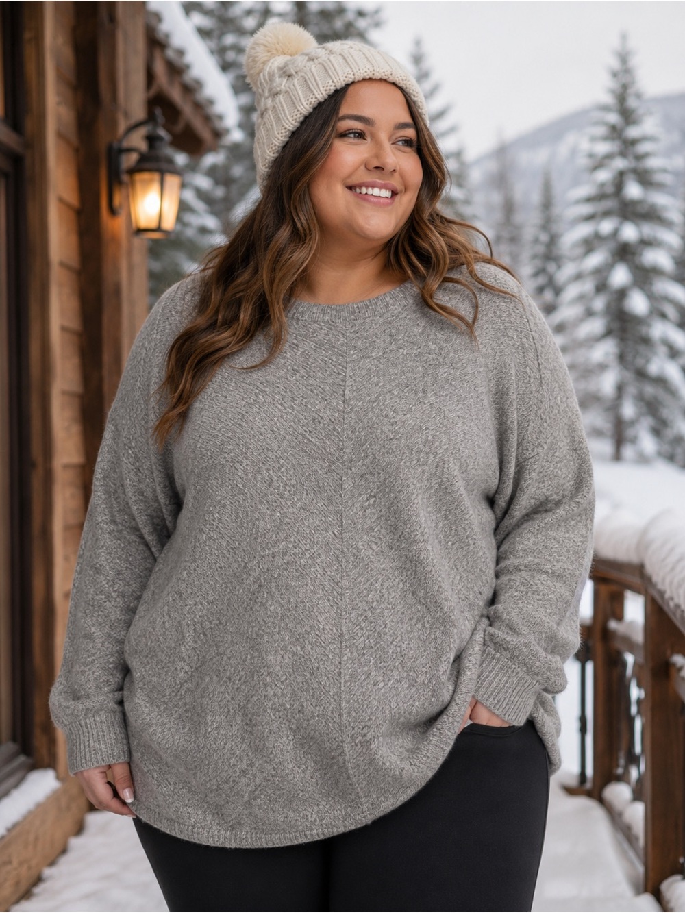 Gilli Heather Gray Crewneck Sweater
